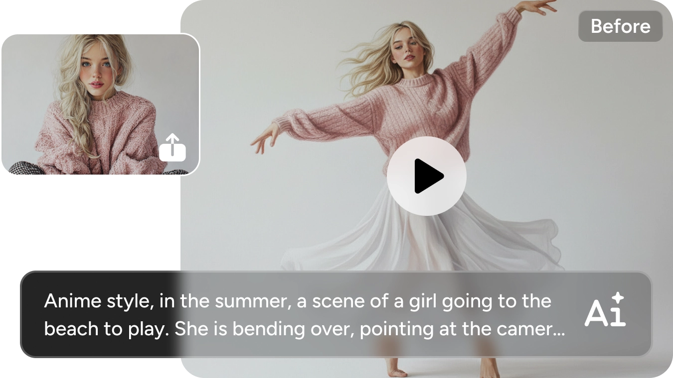 一張女孩肖像與由該圖片生成的跳舞影片